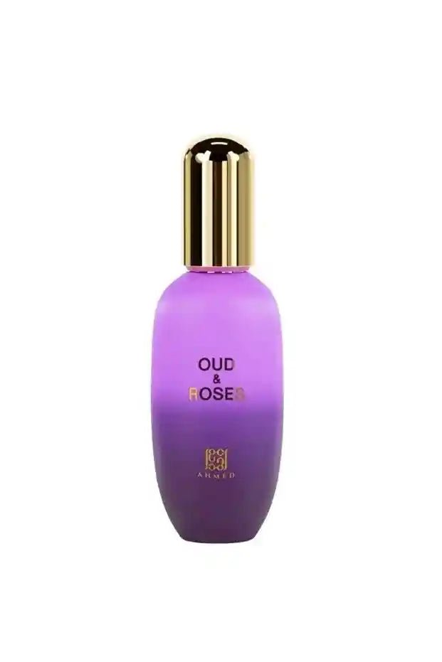 Ahmed Al Maghribi Oud & Roses Luxury Body Gel 30ml – Front View | Buy Arabic Body Gel Online India – Elmeira