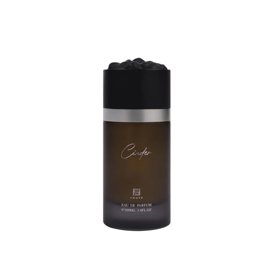 Ahmed Al Maghribi Cinder EDP 100ml perfume bottle for men, long-lasting woody leather Arabic fragrance
