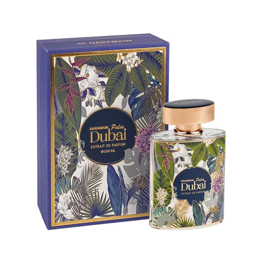 Al Haramain Palm Dubai Extrait de Parfum 100ml bottle and box on white background