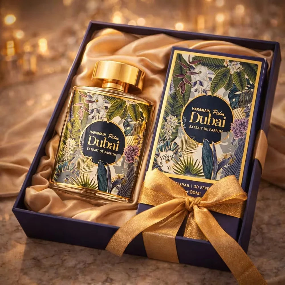 Al Haramain Palm Dubai Extrait de Parfum 100ml gift presentation with bottle and box