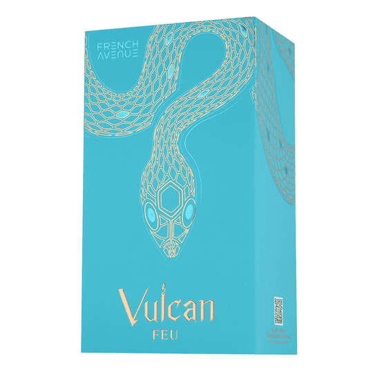 Blue box with a snake design and 'Vulcan' branding on a white background