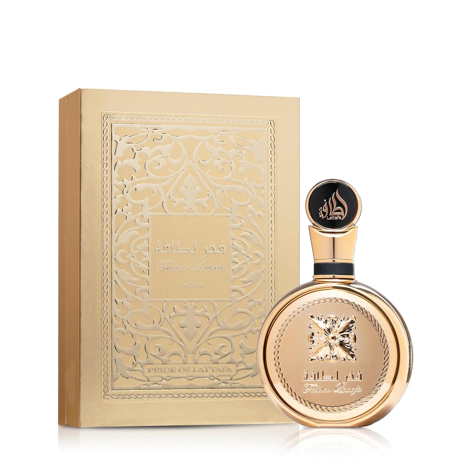 Lattafa Fakhar Gold Extrait bottle side view