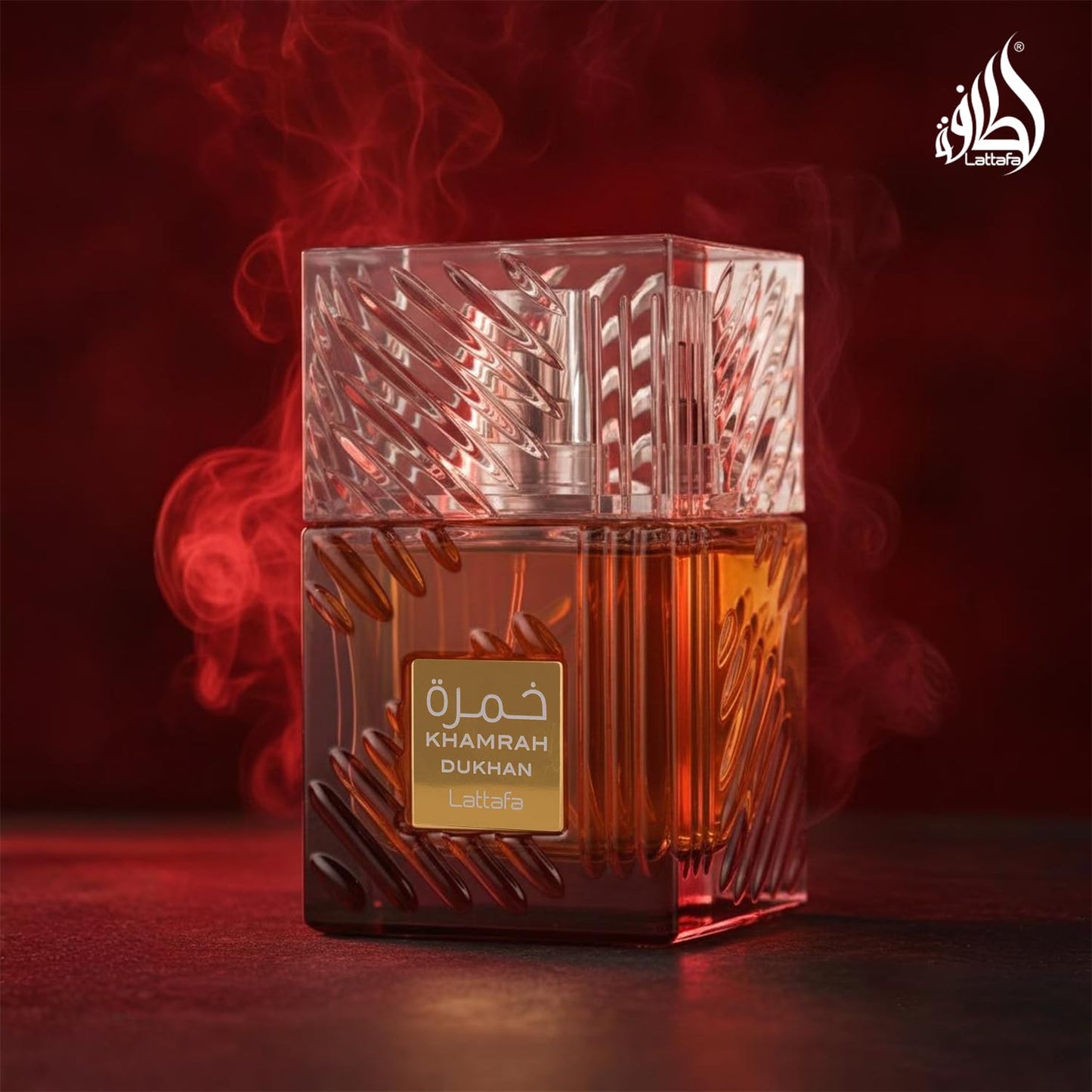 Khamrah Dukhan EDP bottle and box full view