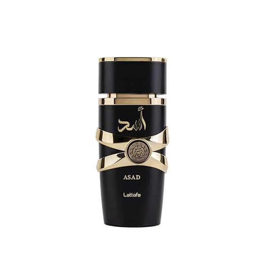 Lattafa Asad EDP 100ml black perfume bottle for men, long-lasting spicy tobacco vanilla fragrance