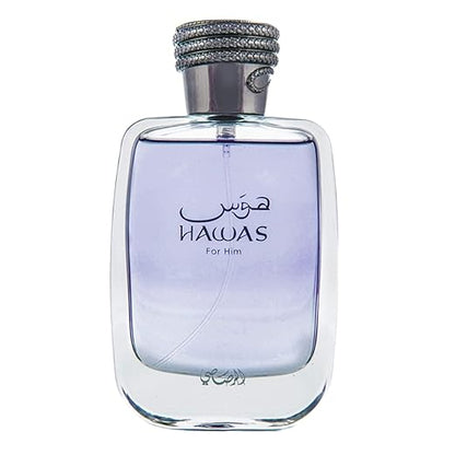 Rasasi Hawas for Him EDP 100ml blue perfume bottle for men, long-lasting fresh aquatic Arabic fragrance