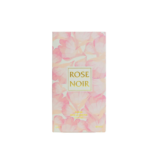 Rose Noir perfume packaging with floral design on a white background
